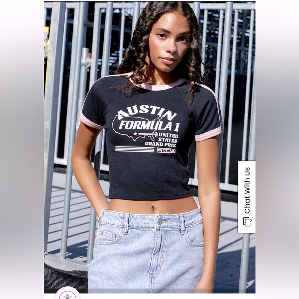 Formula 1 x PacSun Austin Racer Raglan Cropped T-Shirt - Size Small - NWT